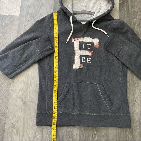 Abercrombie & Fitch Hoodie Gray Red Plaid Cream Large Retro - Picture 8 of 8